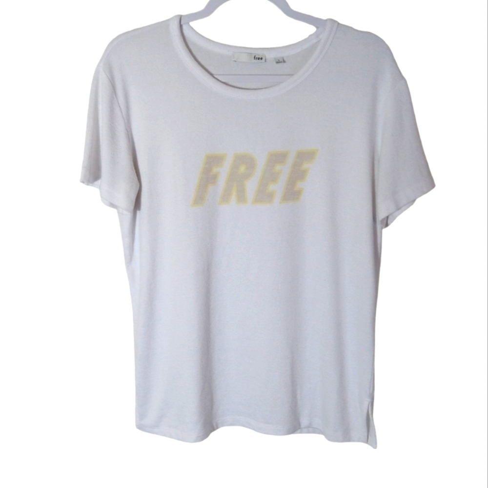Wilfred Free heavy knit graphic tee shirt top size Small‎ white